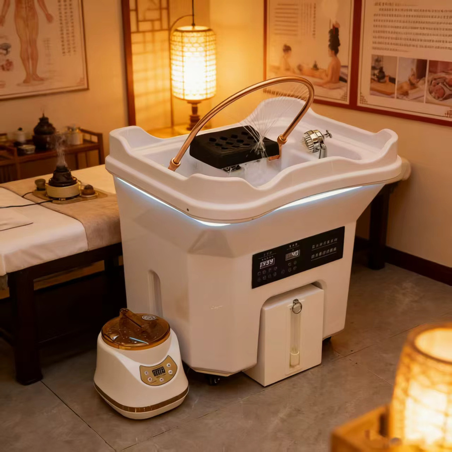 YQXH Kopfwaschliege mit Gegenstromwaschbecken in Weiß für Friseursalon und Spa - Bild 3