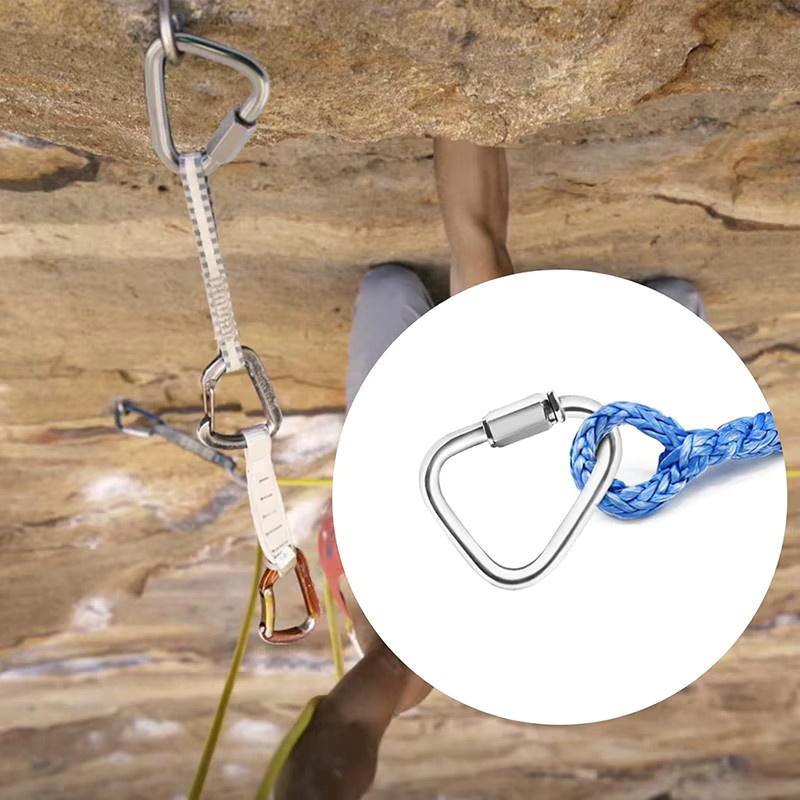 NERISXB Schnellkupplungen aus Edelstahl 304 in Silber, dreieckige Karabiner-Verriegelungsklammern mit Schraubenmutter für Kettenverbinder und Haken - Bild 2