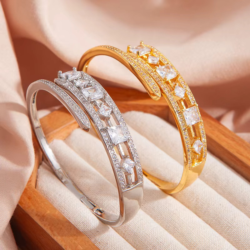 LISHAYUNXI Manschetten-Armreif, Silber, Diamant, Kristall, Damen - Bild 2
