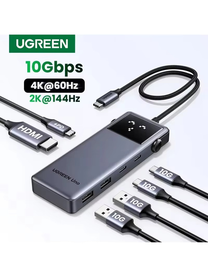 UGREEN Uno 6-in-1 USB-C Hub in Grau mit 4K60Hz HDMI, PD100W und 10Gbps USB 3.2 für Laptop und MacBook Pro Air - Bild 5