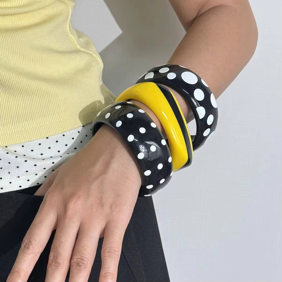 HUANZHI Armband, Harz, Damen, Weiß Schwarz - Bild 4