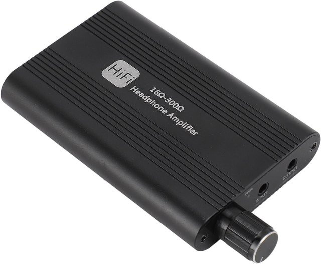 Andoer Tragbarer Kopfhörerverstärker in Schwarz mit 2-stufigem Verstärkungsschalter und 3,5 mm AUX-Anschluss für 16 bis 300 Ohm - Bild 1