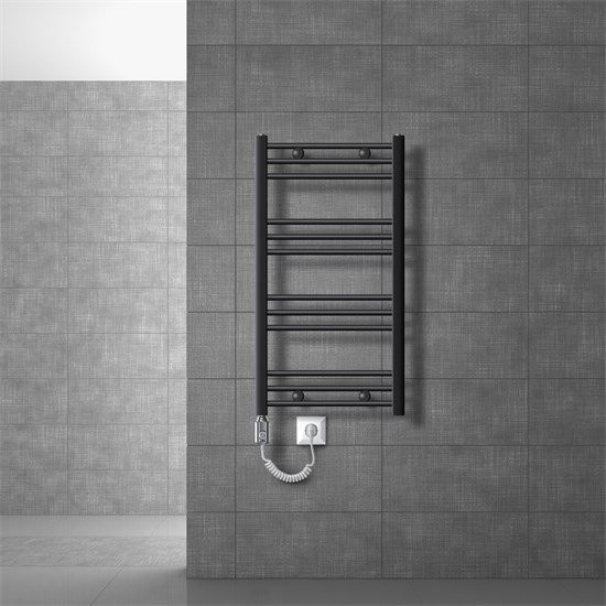 Elektrischer Badheizkörper LuxeBath mit Heizstab 300W in Anthrazit, gerade mit Seitenanschluss, H x B: 80 x 50 cm - Bild 1