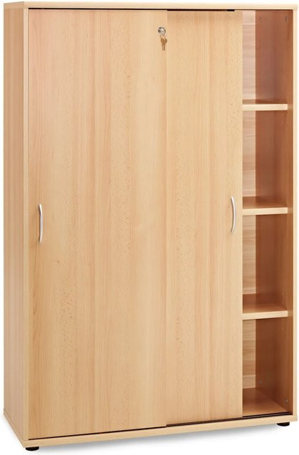 PROREGAL Schiebetürenschrank Lion Large in Buche mit verstellbaren Regalböden, H x B x T: 153 x 100 x 40 cm - Bild 1