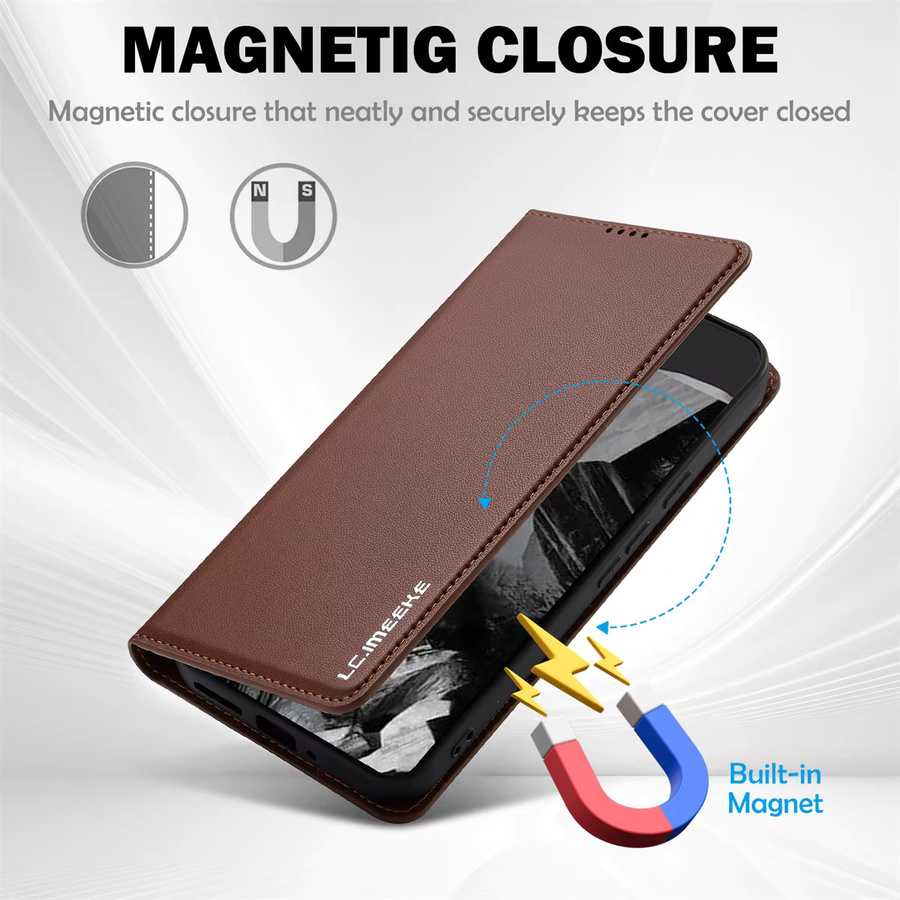 Leder Wallet Handyhülle mit Kartenfächern für Google Pixel 9 10 Pro XL 8 7 sowie Pixel 9A 8A 7A in Braun und Lila - Bild 2