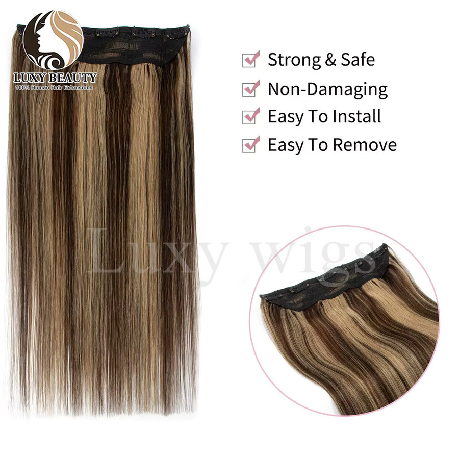 luxy beauty Balayage Clip-in-Einteiler-Echthaarverlängerungen, Braun, Damen - Bild 2