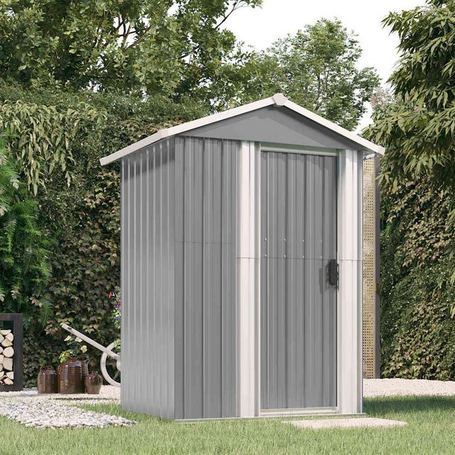 Vidaxl Gartenhaus aus verzinktem Stahl, Grau, B: 126 cm, T: 97,5 cm, H: 177 cm - Bild 1