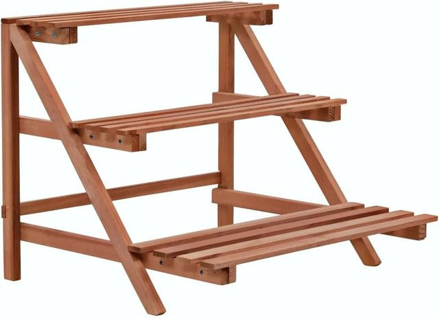 vidaXL 3-stufiger Pflanzenständer aus Zedernholz in Braun, B/T/H: 45 x 45 x 40 cm - Bild 1