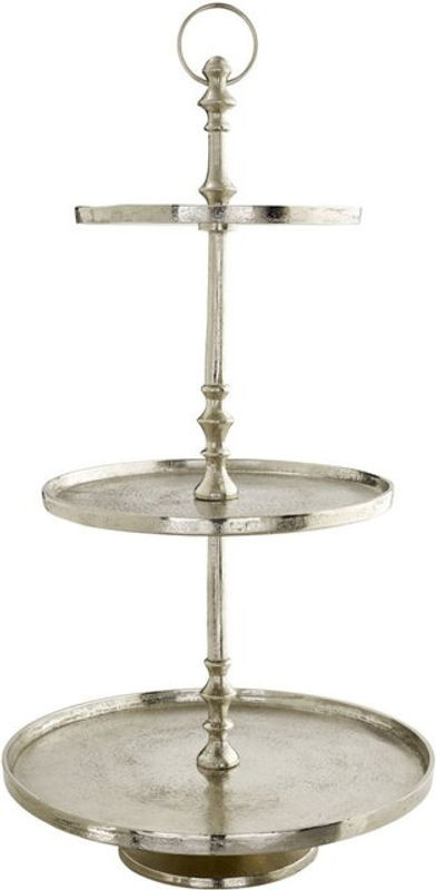 VEGA Etagere Gloria mittel rund aus Metall in Silber, Durchmesser: 41 cm, Höhe: 76 cm - Bild 1