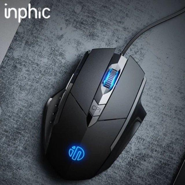 Inphic PW1 Kabellose Gaming Maus mit ergonomischem Design, sechs Tasten und farbiger Atemlicht-Beleuchtung in Schwarz und Multicolour - Bild 1