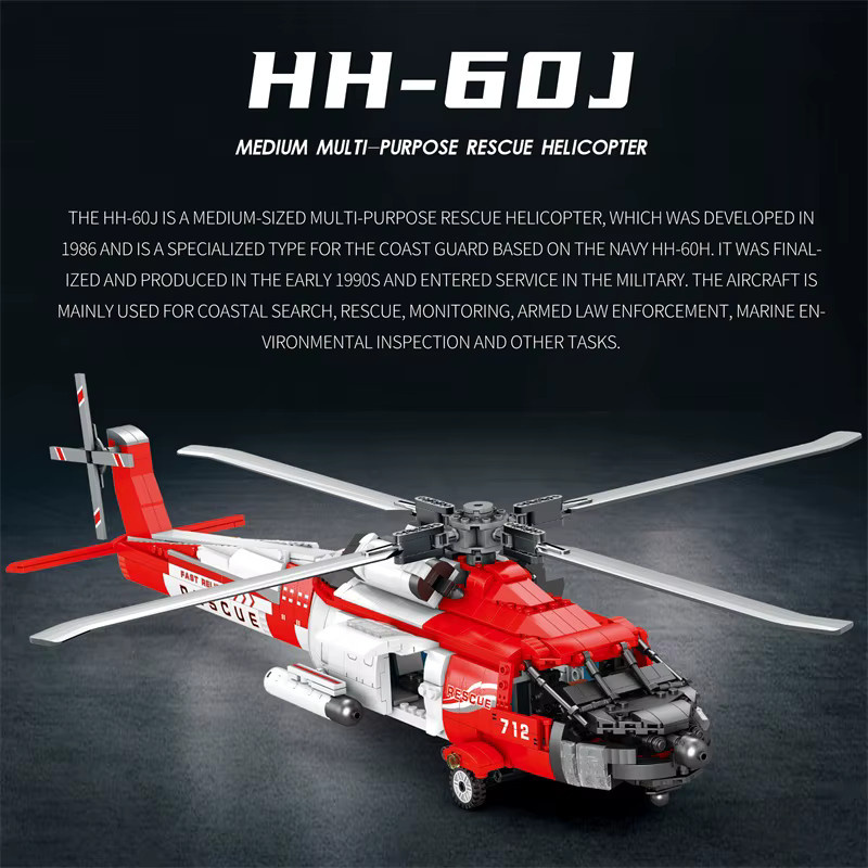 AMAZINGBLOKS HH-60J Black Hawk Rettungshubschrauber, Baukasten, 1.093 Teile - Bild 2