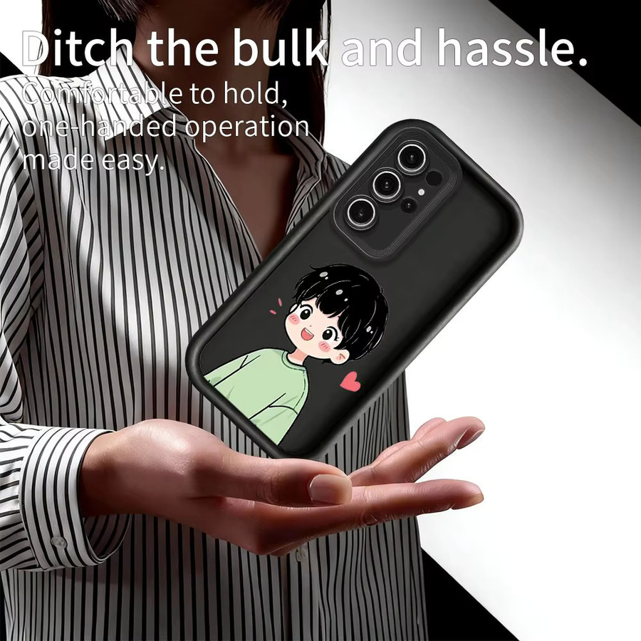 Shy Boy Herz-Hülle mit Linsenschutz für Samsung Galaxy S26 Ultra Plus S25 S24 S23 S22 S21 S20 Note 20 Ultra Plus FE Cover in Schwarz - Bild 3