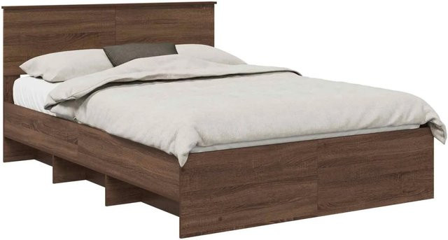 vidaXL Bettrahmen in Eiche Braun aus Holzwerkstoff, B/T/H: 140 x 200 x 90 cm - Bild 1