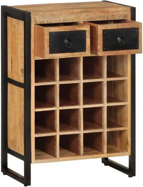 vidaXL Weinregal aus Massivholz Mango und Metall im Industrial Design, Wandmontage, Braun/Schwarz, B/T/H: 81 x 35 x 55 cm - Bild 1