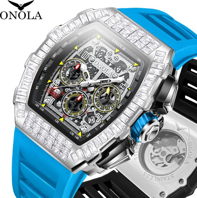 ONOLA Armbanduhr Automatik, Edelstahl, Diamant, Silber, Herren - Bild 1