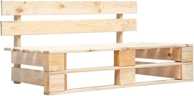 vidaXL Outdoor-Bank aus Kiefernholz in Hellbraun, rustikaler Paletten-Stil, B/T/H: 110 x 65 x 55 cm - Bild 1