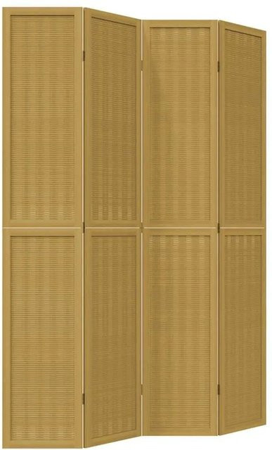 vidaXL 4-teiliger Raumteiler aus Paulownia-Massivholz und Bambus in Braun, H: 140 cm, B: 220 cm - Bild 1