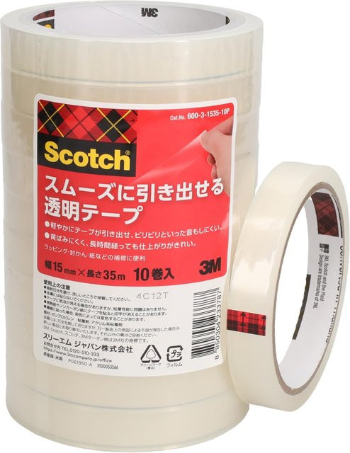 3M Scotch Clear Klebeband transparent, 10er-Pack, Breite: 15 mm, Länge: 35 m - Bild 1