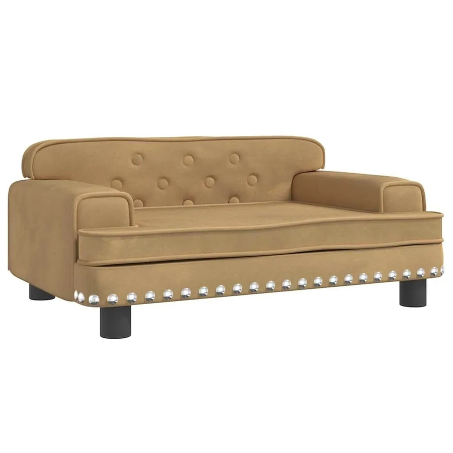 vidaXL Hundebett Sofa aus Samt in Braun, B/T/H: 70 x 45 x 30 cm - Bild 2
