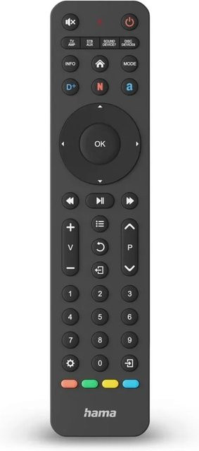 Hama Universal-Fernbedienung für 8 Geräte, Infrarot, lernfähig mit App-Tasten, Schwarz - Bild 1