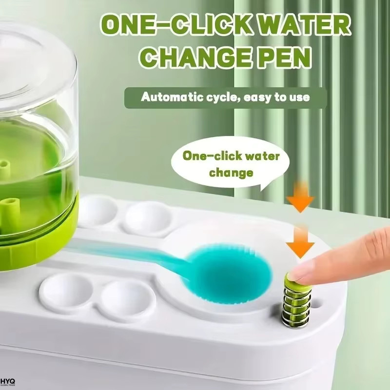 Automatischer Mehrfach-Spalt-Pinselreiniger mit Wassertank für Künstler in Grün-Weiß aus Kunststoff - Bild 2