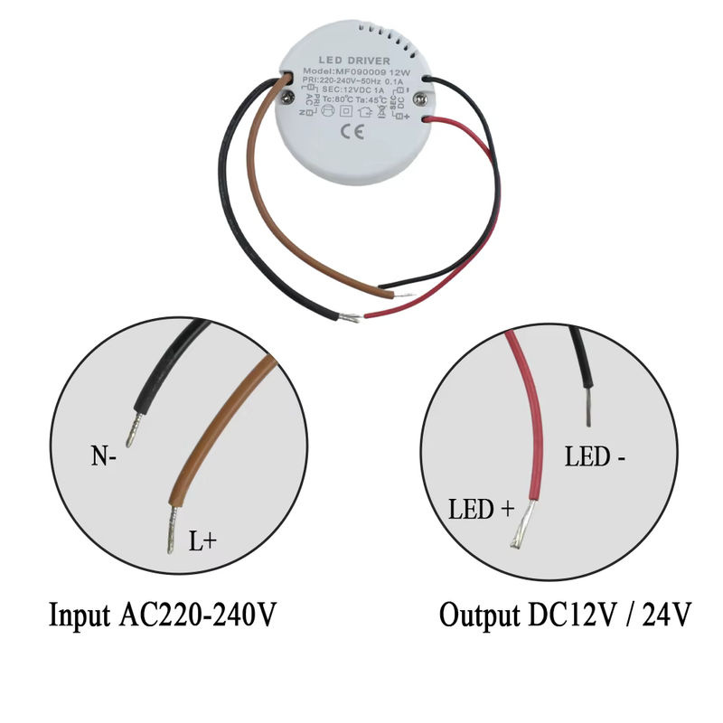 CENFAYA Runder LED-Treiber Netzteil Adapter für LED-Streifenlampe Innenbeleuchtung AC 220-240V zu DC 12V 24V - Bild 2