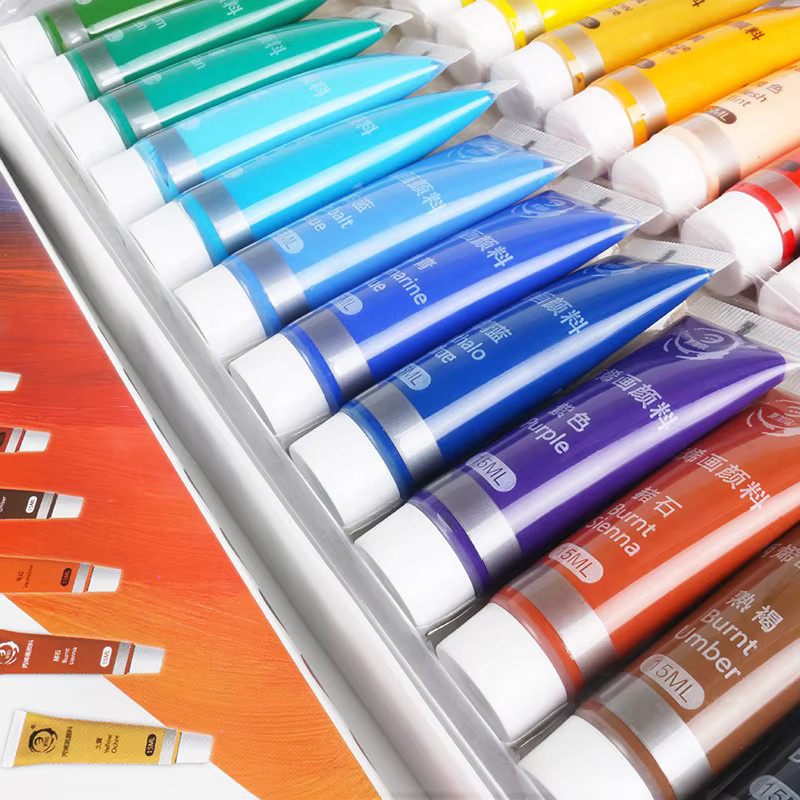 Acrylfarben-Set in Multicolour mit 12 oder 24 Farben, 15 ml pro Tube, ungiftiges Malzubehör für Anfänger und professionelle Künstler - Bild 2