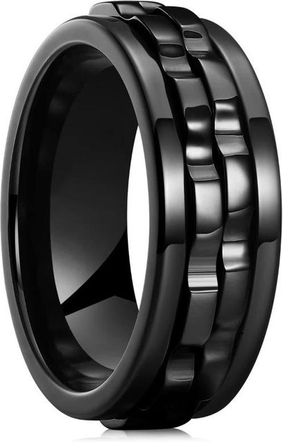 Lucky Star Jewelry Drehring Edelstahl, Schwarz, Zirkonia, Herren - Bild 1