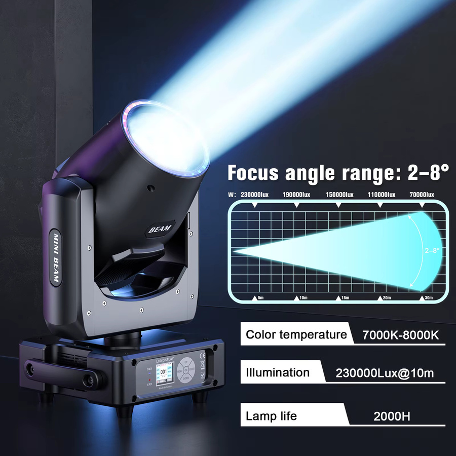 Yiflamefly 2er Set Mini Beam Moving Head Lights mit Ring, 230W LED Bühnenbeleuchtung, RGBW, 14 Gobos, 13 Farben und Regenbogeneffekt, Schwarz - Bild 4