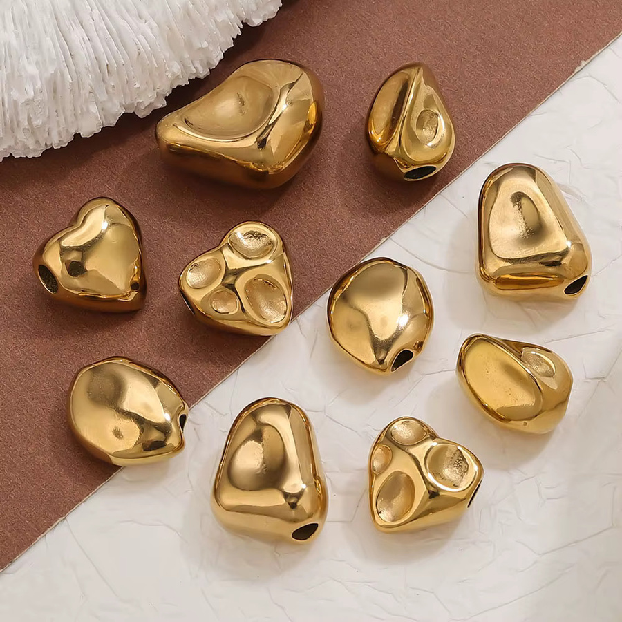 Elomia Charms, Edelstahl, Perle, Herzform, Gold, Damen - Bild 3