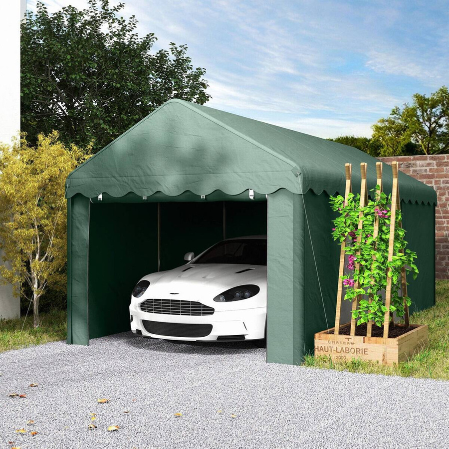 Outsunny Carport Dunkelgrün mit 2 Eingängen und Polyesterdach B/H/L: 300 x 280 x 594 cm - Bild 6