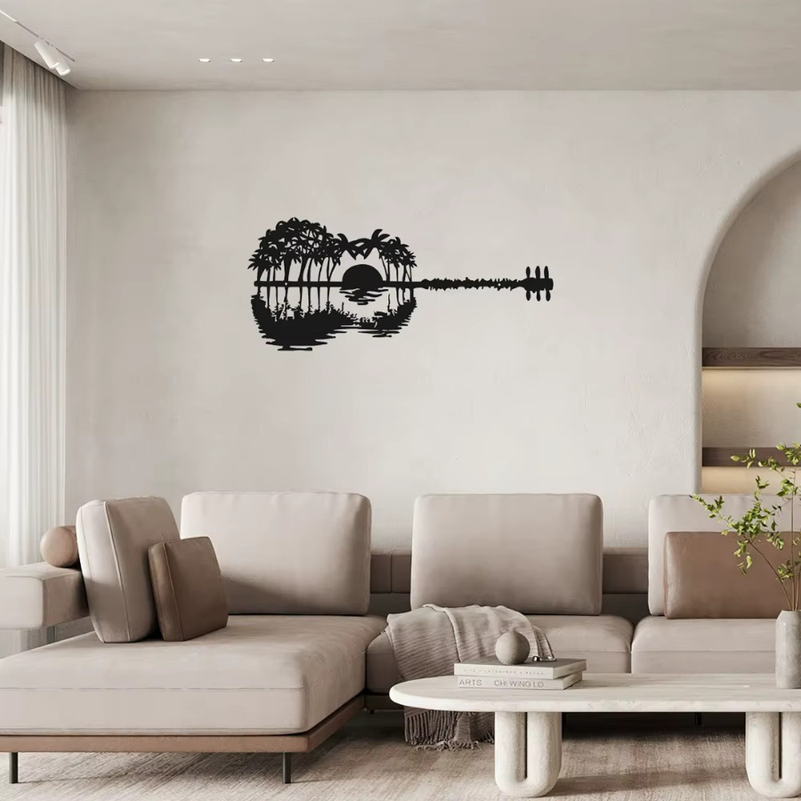 HELLOYOUNG Rustikale Gitarren-Wandkunst aus Metall in Schwarz - Bild 3