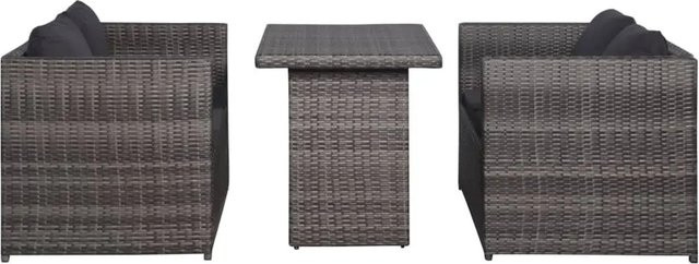 vidaXL 3-tlg Bistro-Set aus Poly Rattan in Grau mit Auflagen für Garten und Terrasse - Bild 1