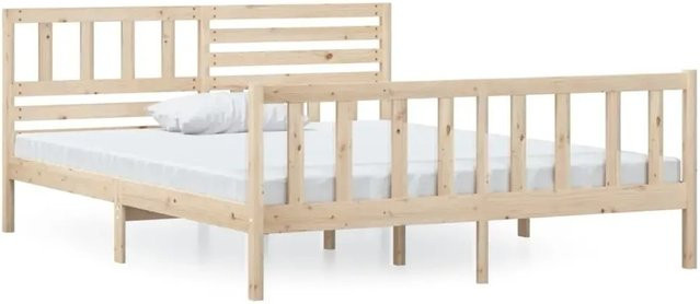 vidaXL Massivholzbett aus Kiefer in Braun und Beige, B/T/H: 120 x 200 x 105 cm - Bild 1