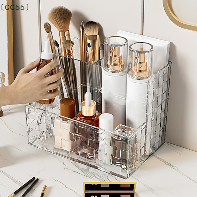 KOQZM Transparente Desktop-Aufbewahrungsbox aus Acryl als Make-up-Organizer und Fernbedienungshalter in Grau - Bild 1