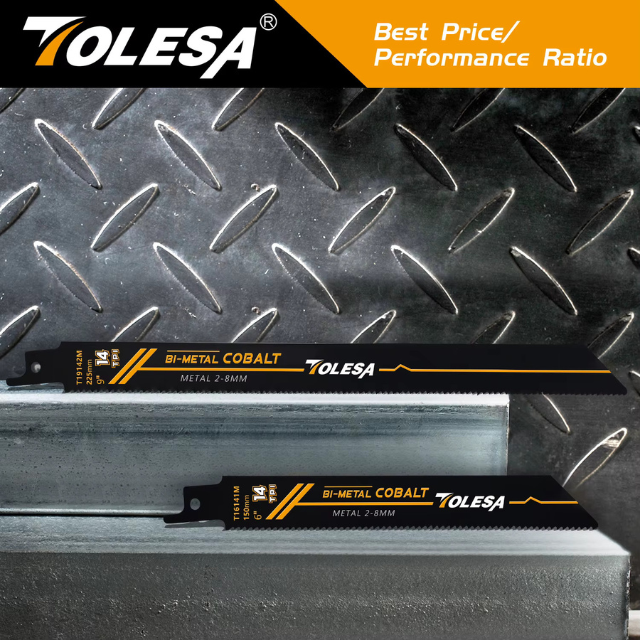 TOLESA 5er Set Bimetall-Säbelsägeblätter für Metall, 14 TPI, Farbe: Silber - Bild 4