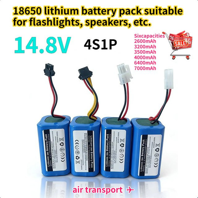 DiKaou 18650 Lithium-Ionen-Akku 4S1P 14,8 V 2600 mAh Blau für Suchscheinwerfer und Bluetooth-Lautsprecher - Bild 1