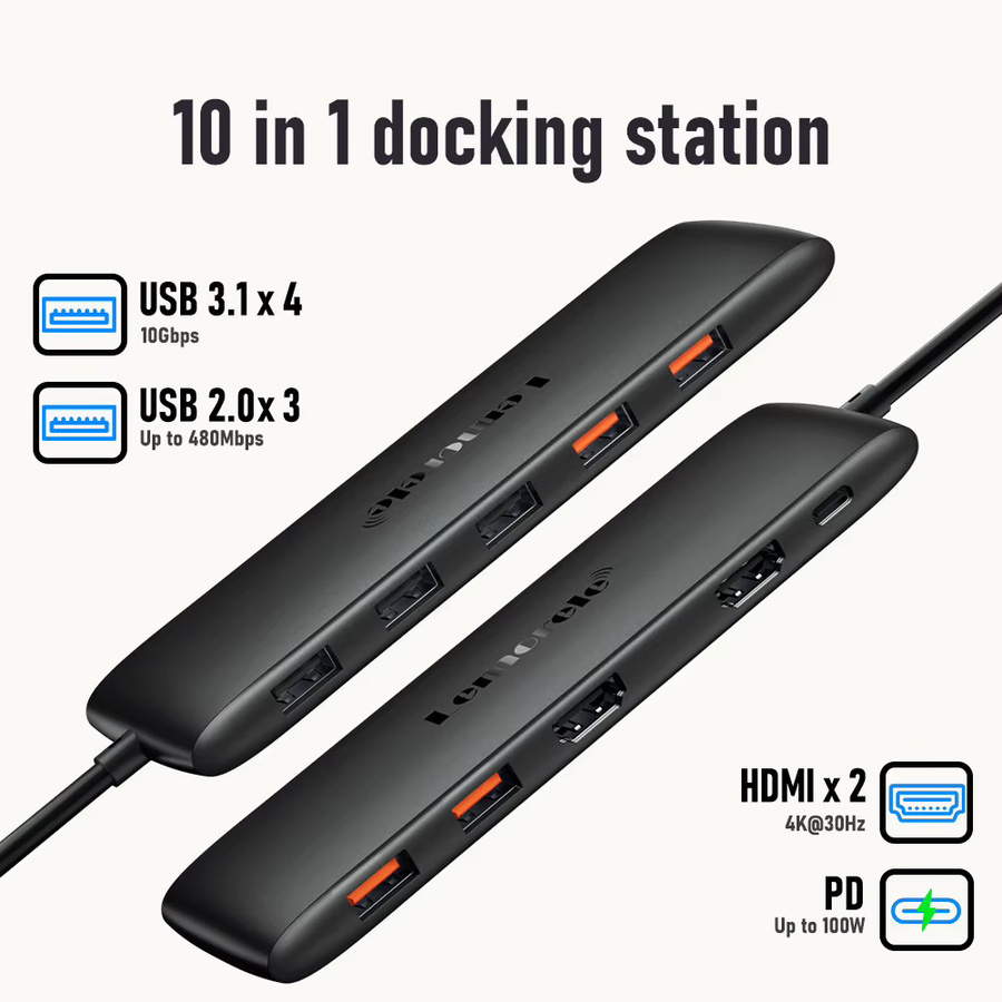 Lemorele 10-in-1 USB-C Dockingstation mit 4K HDMI, 10 Gbit/s USB 3.0 und PD 100W für Laptop und MacBook - Bild 5