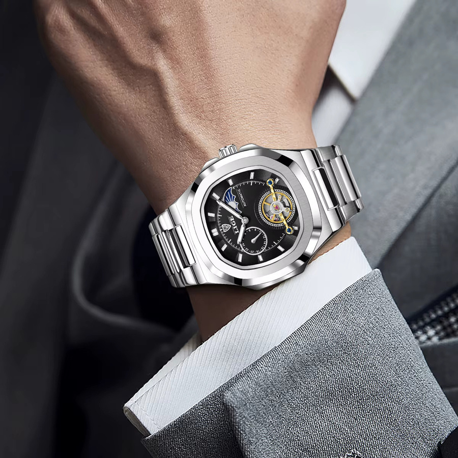 LIGE Armbanduhr, mechanisch, Edelstahl, Herren - Bild 5