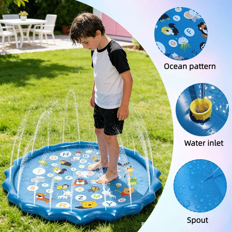 Wonflex Aufblasbare Wasser-Spielmatte mit Alphabet, Strand-Sprühmatte, 90 cm - Bild 3