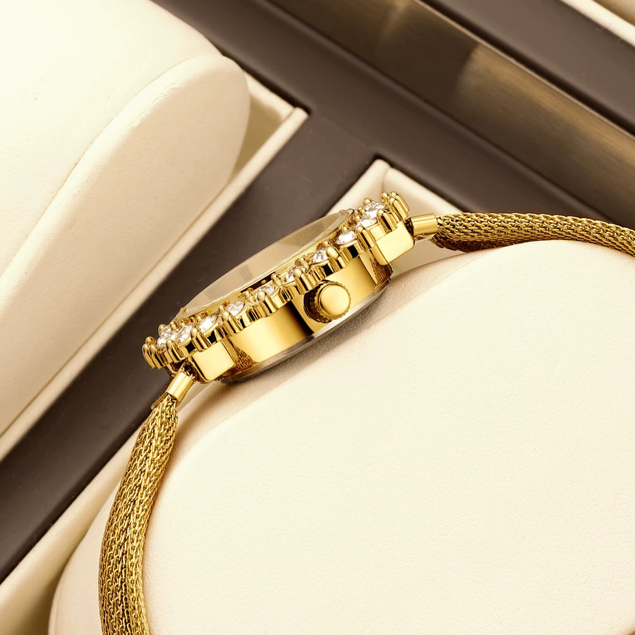 YaLaLuSi Armbanduhr, Quarz, Milanaise, Grün, Gold, Damen - Bild 4