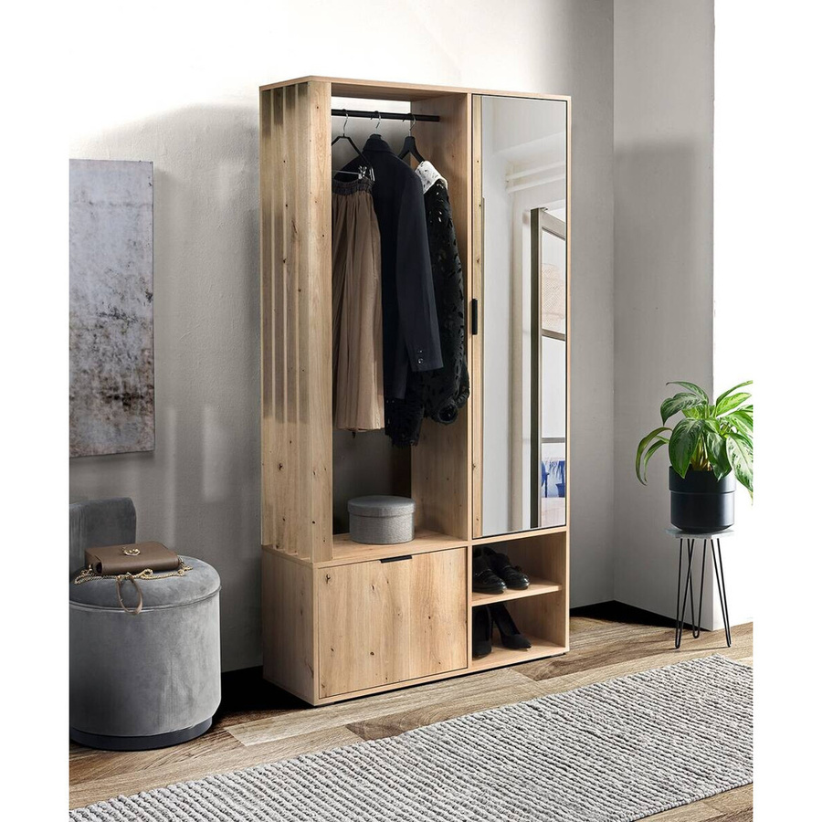 Garderobe EMILO von WIPMEB in Eiche Wotan Nachbildung, Farbe Braun, B/H/T: 100 x 189,4 x 33 cm - Bild 2