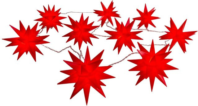 Näve Outdoor 9er-LED Weihnachtslichterkette mit 3D-Sternen in Rot - Bild 1
