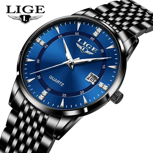 LIGE Armbanduhr Quarz, Edelstahl, Diamant, Herren - Bild 1