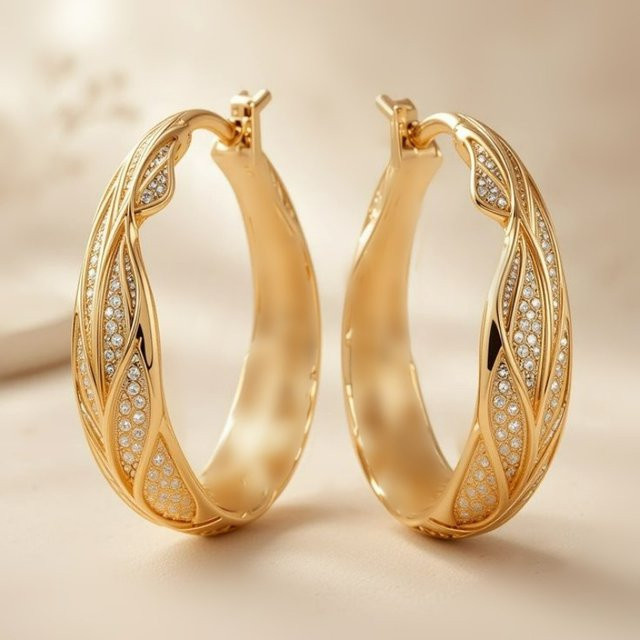 YoYo Creolen, Kupfer, Gold, Zirkonia, Damen - Bild 1