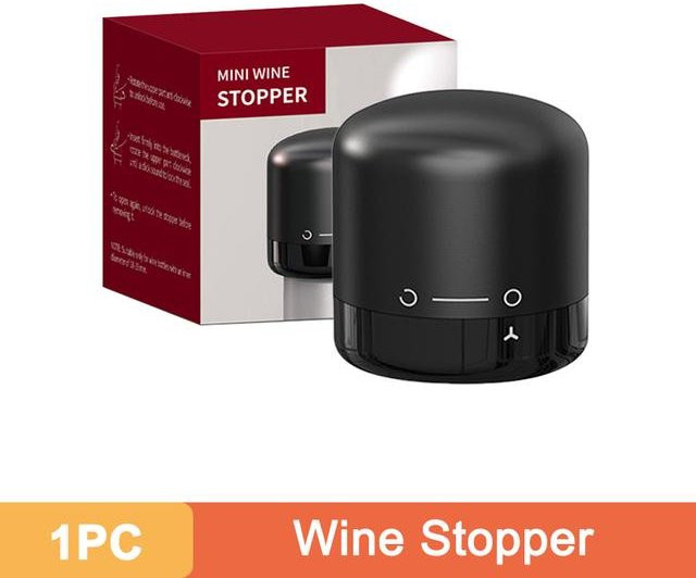 Aloisia Vakuum Wein Stopfen Set, auslaufsicherer Flaschenverschluss für Wein und Champagner, Schwarz - Bild 1