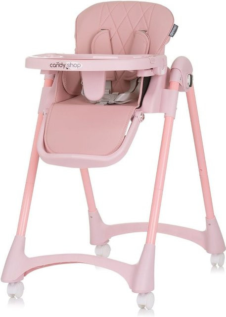 Chipolino Kinderhochstuhl Candy Shop in Pink, verstellbar mit 4 Rollen und 5-Punkt-Gurt für Kinder von 0 bis 3 Jahren - Bild 1