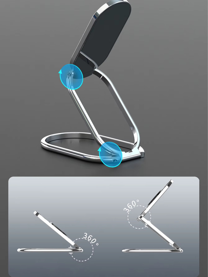 KEPHE Universal Desktop Handy Halter und Tablet Ständer in Silber, faltbar und verstellbar für iPhone und iPad - Bild 3