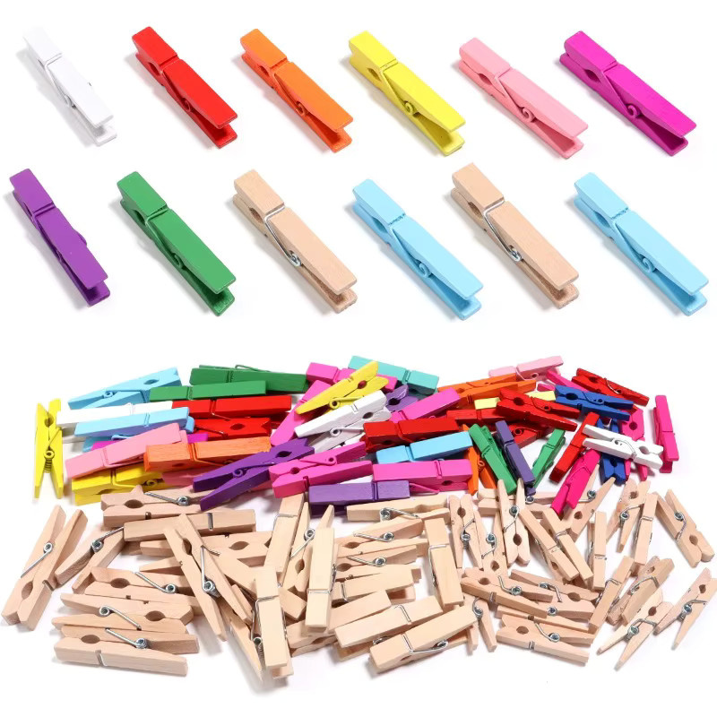 Bunte Holzklammern in verschiedenen Größen für DIY-Projekte, Fotos und zum Nähen, Multicolor - Bild 2