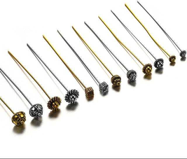 St.kunkka Headpin Gold Blume Kopf Pins, 50mm, Damen - Bild 1
